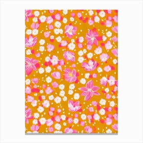 Tulip Floral Print Retro Pattern 2 Flower Canvas Print