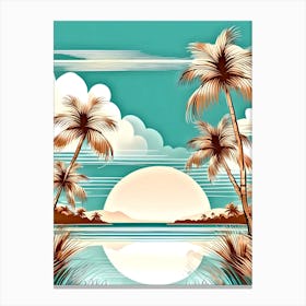 Tropical Sunset With Palm Trees Canvas Print