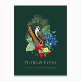 Flora & Fauna With Wood Nuthatch 1 Canvas Print