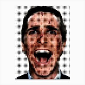 American Psycho Christian Bale In A Pixel Dots Art Style Canvas Print