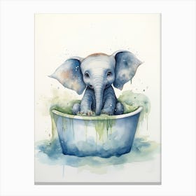 Elephant Painting In A Bathtub Watercolour 3 Canvas Print