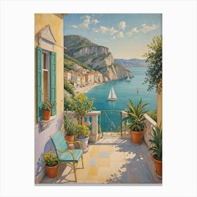 Balcony With Sailboats 1 Canvas Print