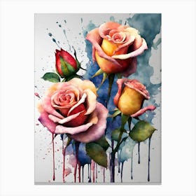 Watercolor Roses 3 Canvas Print