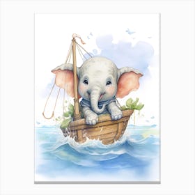 Elephant Painting Sailing Watercolour 4 Canvas Print