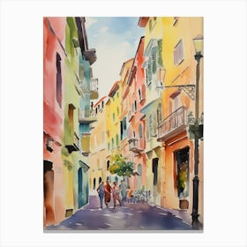 Livorno, Italy Watercolour Streets 2 Canvas Print