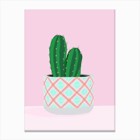 Boho Cactus - Cactus In A Pot Canvas Print