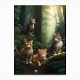 Dreamshaper V7 Cats World In The Forest 0 Canvas Print