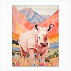 Patchwork Rhino At Dusk Canvas Print