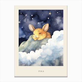 Baby Pika 2 Sleeping In The Clouds Nursery Poster Canvas Print