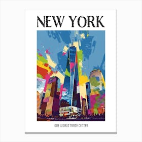 One World Trade Center New York Colourful Silkscreen Illustration 4 Poster Canvas Print