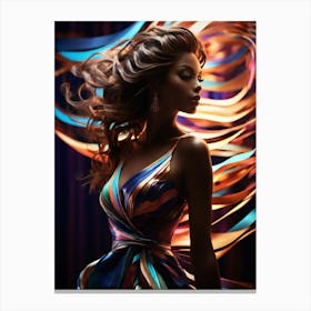 Beautiful Woman In A Colorful Dress Canvas Print