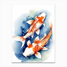 Koi Fish Watercolor Painting (2) 1 Canvas Print
