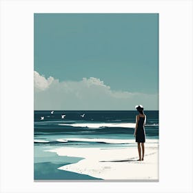 Girl At The Beach, Minimalism Canvas Print
