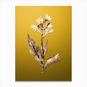 Gold Botanical Water Canna on Mango Yellow Canvas Print