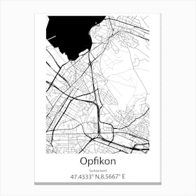 Opfikon,Switzerland Minimalist Map Canvas Print