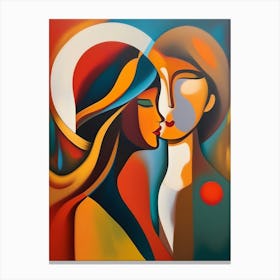 Kiss Abstract Women Canvas Print