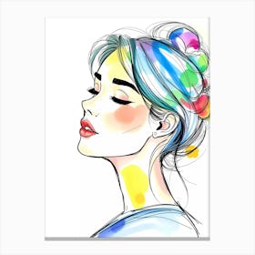 Girl With Colorful Hair 4 Canvas Print