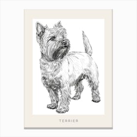 Cute Terrier Line Sketch Poster Canvas Print