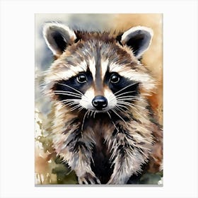 Raccoon Watercolor Painting Canvas Print