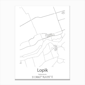 Lopik,Netherlands Minimalist Map Canvas Print