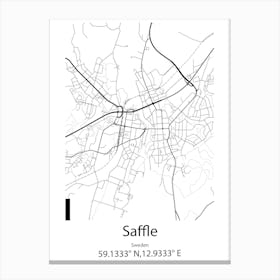 Saffle,Sweden Minimalist Map Canvas Print