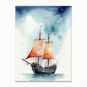Sailing Ships Watercolor Painting (22) Canvas Print
