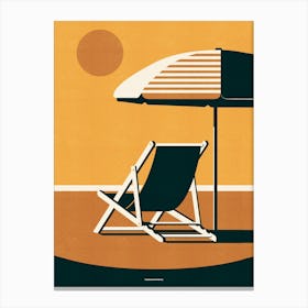 Summertime Retro Deckchair Beach Art Print Canvas Print