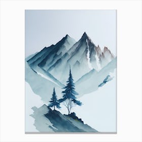 Mountain And Forest In Minimalist Watercolor Vertical Composition 15 Canvas Print