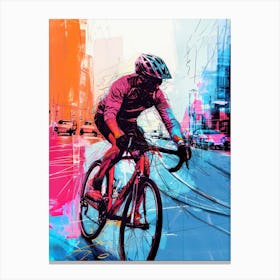 Cyclist In The City sport Canvas Print