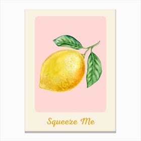 Funny Lemon Print, Bold Pink Art Canvas Print