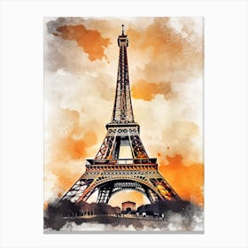 Eiffel Tower Paris France Sketch Drawing Style 8 Canvas Print