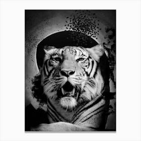 Black And White Abstract Background With Tiger Canvas Print