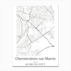 Chennevieres Sur Marne,France Minimalist Map Canvas Print