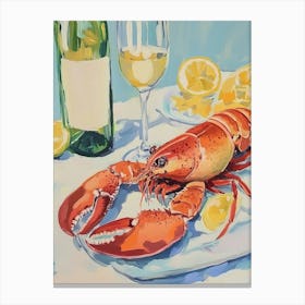 Red Lobster And Wine Canvas Print