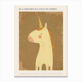 Dotted Mocha Pastel Unicorn Poster Canvas Print