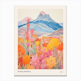 Popocatepetl Mexico 2 Colourful Mountain Illustration Poster Canvas Print