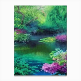 Water Gardens Waterscape Crayon 1 Canvas Print