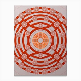 Geometric Abstract Glyph Circle Array in Tomato Red n.0251 Canvas Print