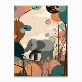 Elephant Jungle Cartoon Illustration 1 Canvas Print