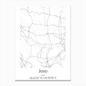 Joso,Japan Minimalist Map Canvas Print