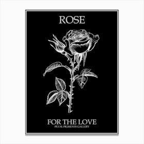 Black And White Rose Line Drawing 8 Poster Inverted Canvas Print