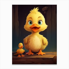 Cartoon Mother Duck And Duckling 1 Canvas Print