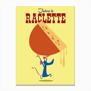 Jadore La Raclette Poster Yellow & Orange Canvas Print