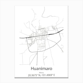 Huanimaro,Mexico Minimalist Map Stampe su tela