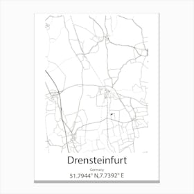 Drensteinfurt,Germany Minimalist Map Canvas Print