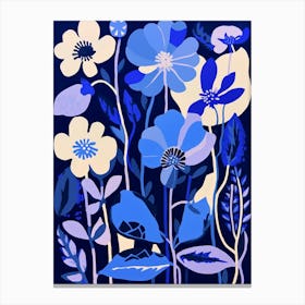 Blue Flower Illustration Lily 1 Canvas Print