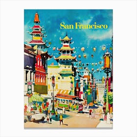 San Francisco Cityscape Vintage Travel Poster Canvas Print