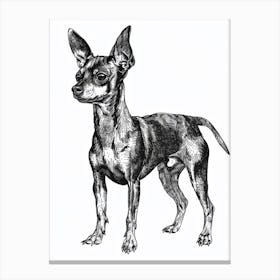 Miniature Pinscher Dog Line Sketch 2 Canvas Print