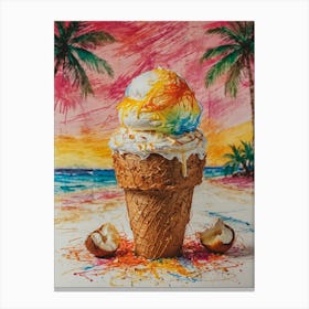 Rainbow Ice Cream Cone 9 Canvas Print