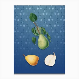 Vintage Winter Citron Botanical on Bahama Blue Pattern n.0063 Canvas Print